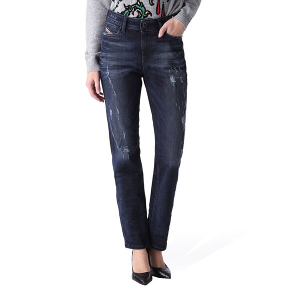 $228 Diesel Women’s Reen Regular Straight Jeans 0844T Distressed Size W-27 - Picture 9 of 11